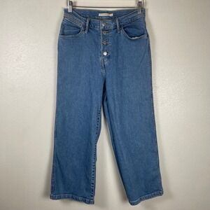 Levis Mile High Cropped Wide Leg Jeans Womens 29 Blue Stretch Denim